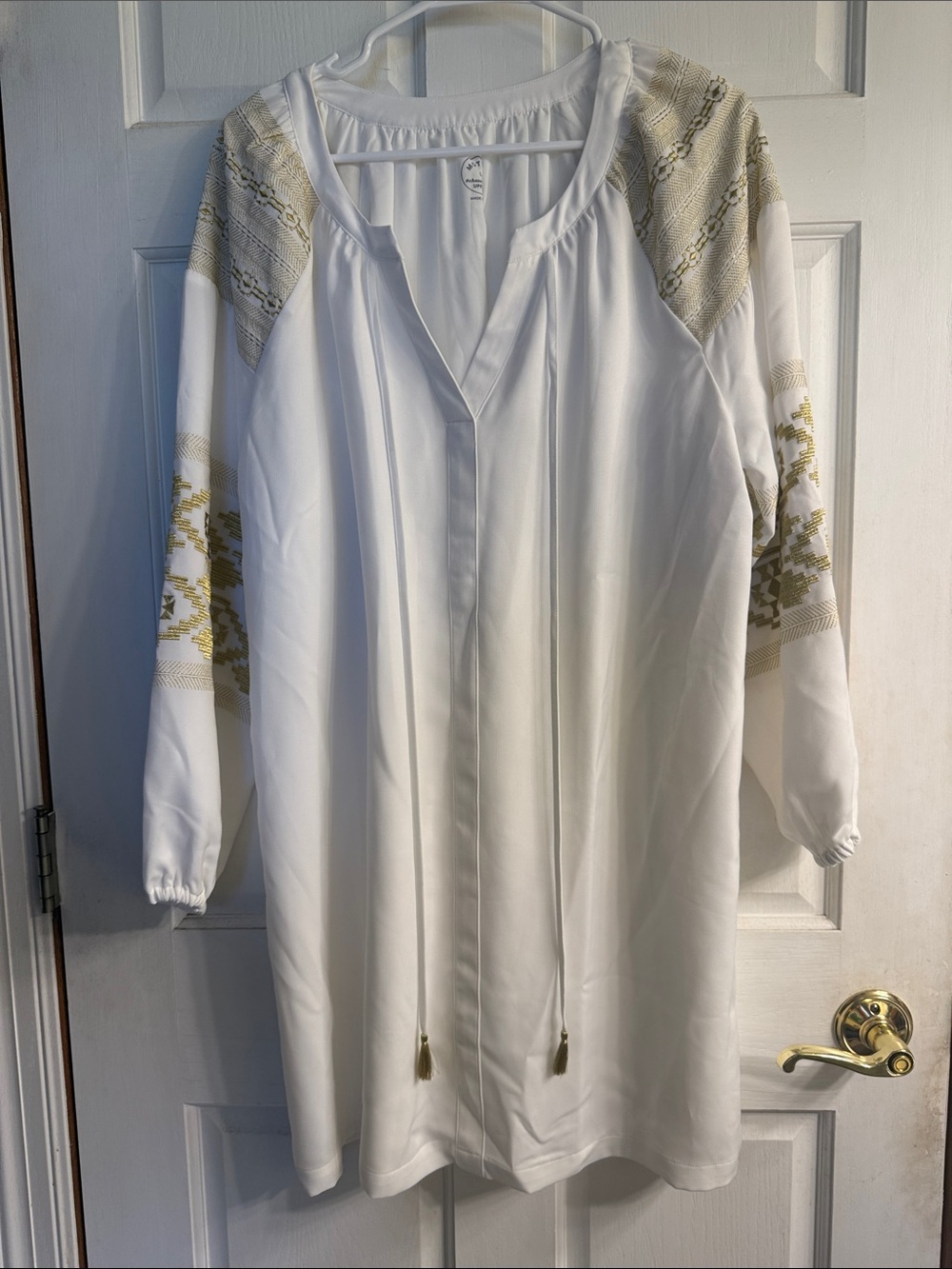 Mott50 White Swim Coverup with Gold